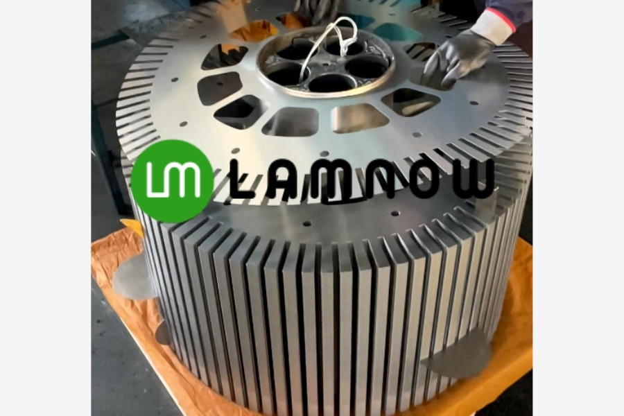 large wind turbine generator manufacturing- stacking rotor lamination
